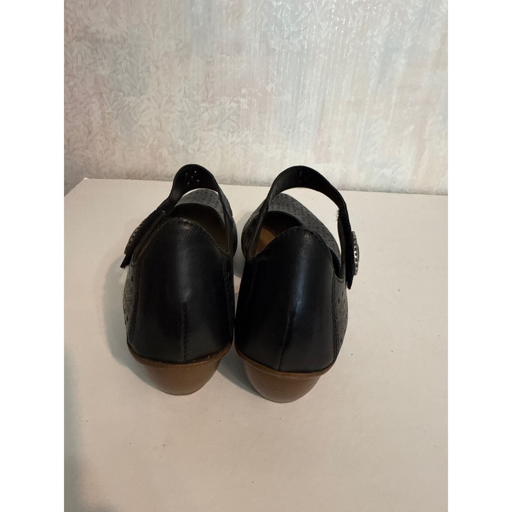 Rieker Antistress Black Leather Perforated Mary Jane Pumps Size 40 - Picture 6 of 7